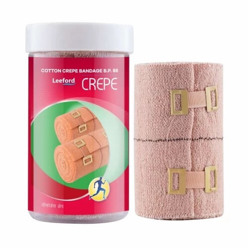 Leeford Cotton Crepe Pain Relief Bandage for Sprains, Dislocation and Joint Pains 10cmx4m