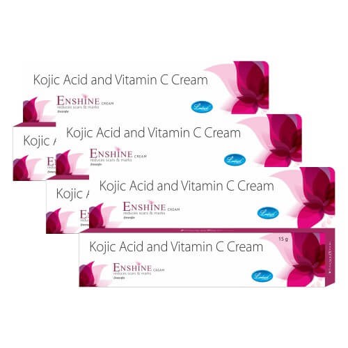 Enshine cream, Kojic Acid and vitamin c for reduces scars & marks, dark spots & clear acne 15g pack of 3