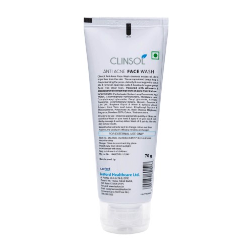 Clinsol Anti-acne Charcoal Face Wash for Acne and Pimple Free Skin 70g
