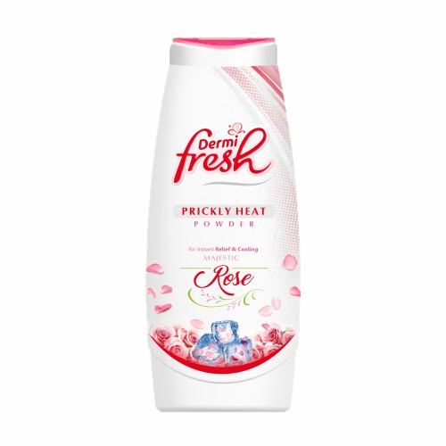 Dermi Fresh Prickly Heat Powder, Majestic Rose Fragrance, Keeps Skin Dry and Fresh 150g