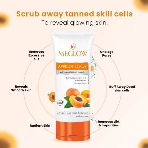 Meglow Skin Care Combo for Women - Bb+ Cream 30g , Refreshing Face Wash 70g and Apricot Scrub 70g-  Pack of 3