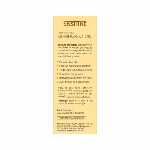 Enshine Bhringraj Hair Oil for Dandruff & Hair Growth | For Women & Men | 100% Ayurvedic, 60ml